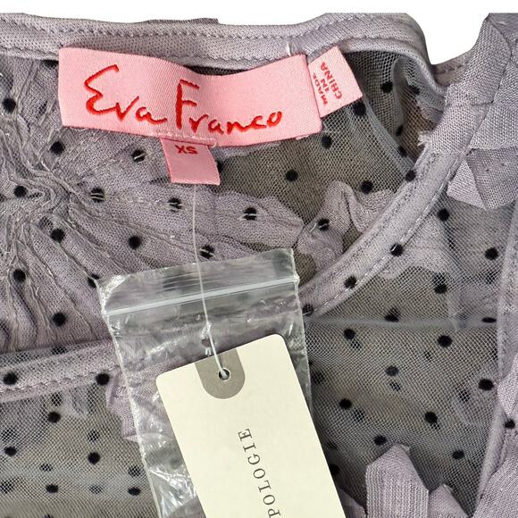 Anthropologie Eva Franco Purple 3D Flower Sheer Puff Sleeve Top sz XS NEW Tags - Picture 3 of 15